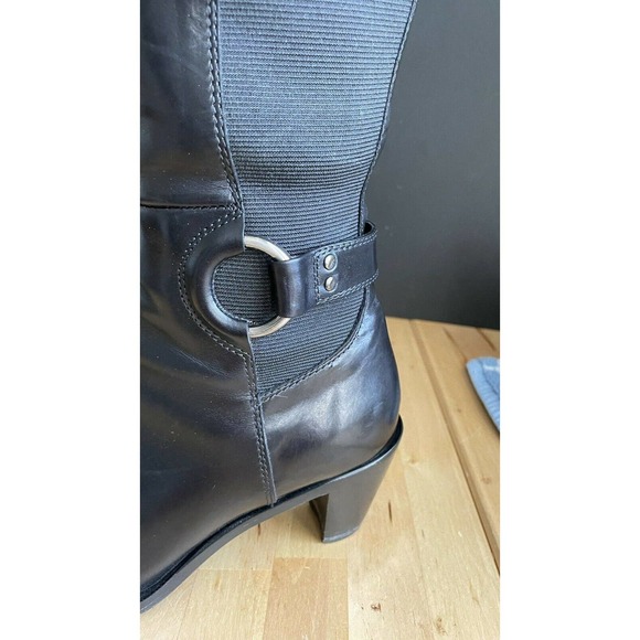 AGL Atillio Leombruni tall black leather heeled boot size 6.5 36.5 Made in Italy - Picture 8 of 11
